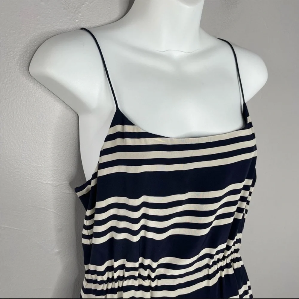 J CREW Navy Blue White Silk Striped Summer Dress - Picture 2 of 9